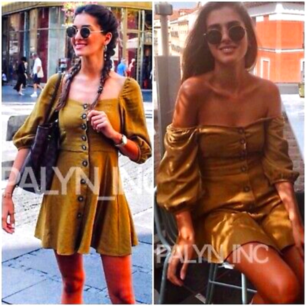 Zara SS18 Women Buttoned Dress Olive Green Size L